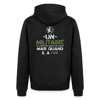 Militaire citation motivation armée - Veste à capuche bio Premium Unisexe - noir - Dos - Nico (187cm)