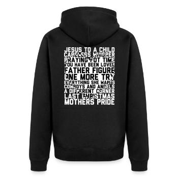George Wham Michael Father Figure t-shirt - Unisex Premium Bio Zip Hoodie - Schwarz - Hinten - Nico (187cm)