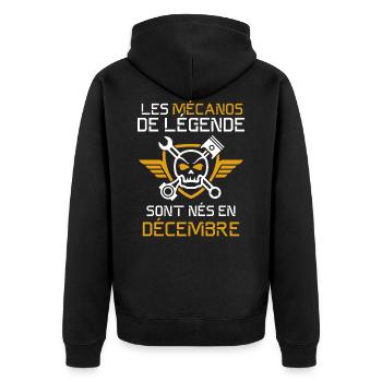 Mécano Garagiste Mécanicien Anniversaire décembre - Veste à capuche bio Premium Unisexe - noir - Dos - Nico (187cm)