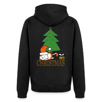 Lustige Weihnachtskatze - Unisex Premium Bio Zip Hoodie - Schwarz - Hinten - Nico (187cm)