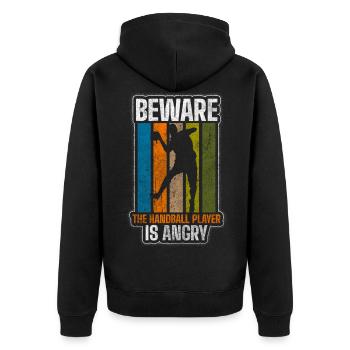 Handballer Verein Mannschaft - Unisex Premium Bio Zip Hoodie - Schwarz - Hinten - Nico (187cm)
