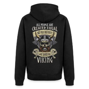 Nordisch Rune Valhalla Raben - Unisex Premium Bio Zip Hoodie - Schwarz - Hinten - Nico (187cm)
