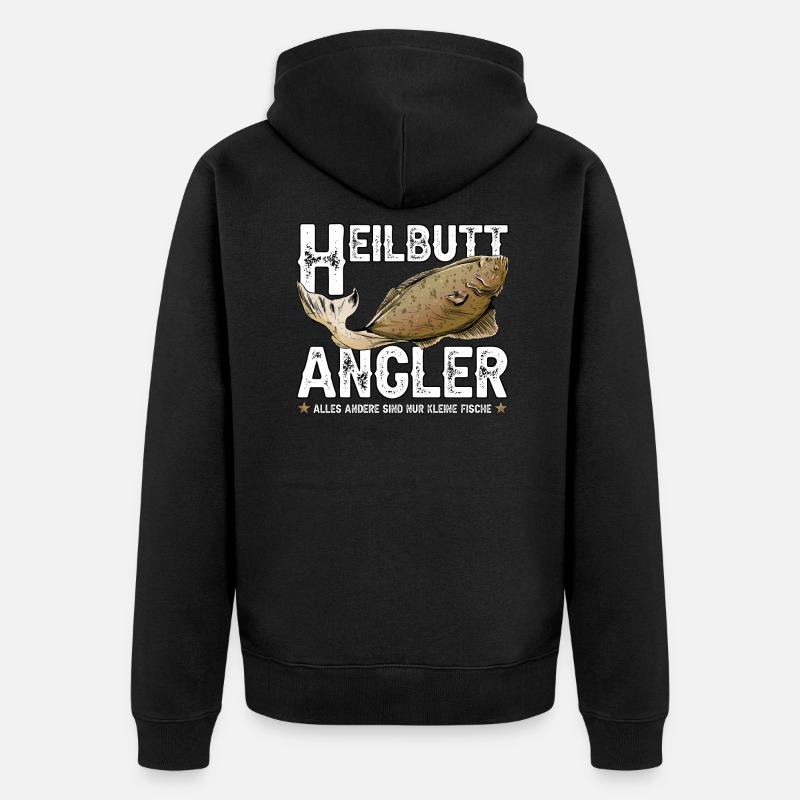 Heilbutt Angler - Unisex Premium Bio Zip Hoodie - Schwarz