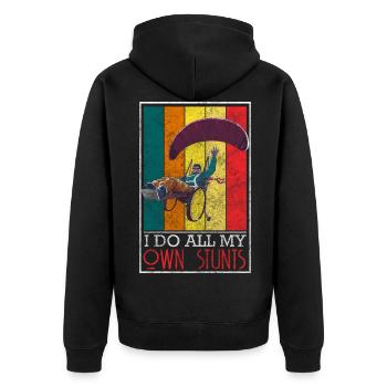 Behinderung Witzig - Unisex Premium Bio Zip Hoodie - Schwarz - Hinten - Nico (187cm)