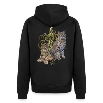 Lynx - Unisex Premium Organic Zip Hoodie - black - Back - Nico (187cm)