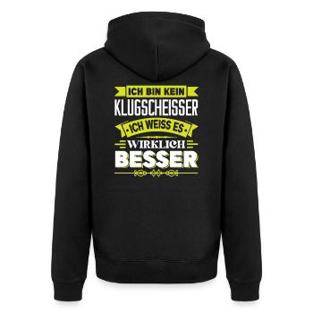 I'm not a clever shit I really know - Unisex Premium Organic Zip Hoodie - black - Back - Nico (187cm)