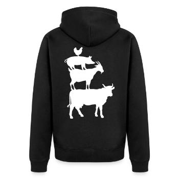 Kuh Ziege Schwein Huhn Landwirt Tier Land - Unisex Premium Bio Zip Hoodie - Schwarz - Hinten - Nico (187cm)