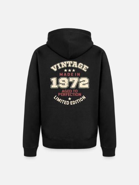 Vintage 1972 - Premium økologisk unisex-hættejakke - sort