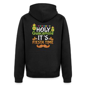 Cinco - Holy Guacamole Its Fiesta Time Fiesta - Unisex Premium Bio Zip Hoodie - Schwarz - Hinten - Nico (187cm)
