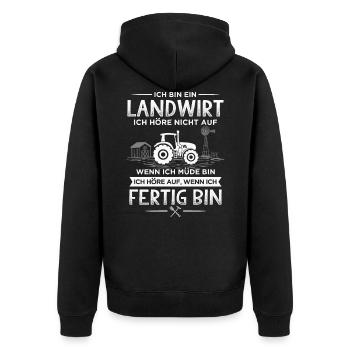 Landwirt Bauer Traktor Feldarbeit - Unisex Premium Bio Zip Hoodie - Schwarz - Hinten - Nico (187cm)