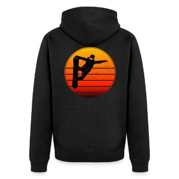 Herren Wintersport Snowboarding Snowboard Snowboar - Unisex Premium Bio Zip Hoodie - Schwarz - Hinten - Nico (187cm)