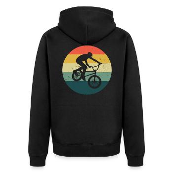 Herren Bike Damen bmx bmx fahrrad bmx jungen - Unisex Premium Bio Zip Hoodie - Schwarz - Hinten - Nico (187cm)