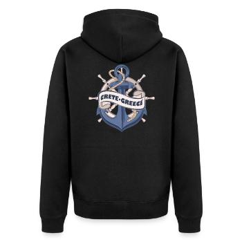 Kreta Griechenland Nautische Sommer Anker Design - Unisex Premium Bio Zip Hoodie - Schwarz - Hinten - Nico (187cm)
