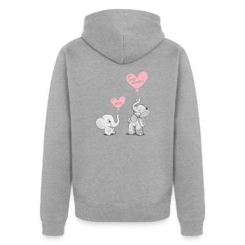 Süsse Elefanten mit Rosa Ballons Erster Muttertag - Unisex Premium Bio Zip Hoodie - Grau meliert - Hinten - Nico (187cm)