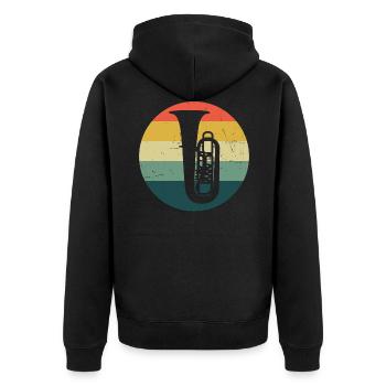 Tuba Blasinstrument Tuba Blasmusik Tubist - Unisex Premium Bio Zip Hoodie - Schwarz - Hinten - Nico (187cm)