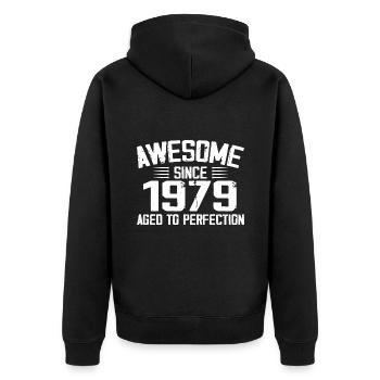 Vintage 1979 45th Anniversary Gift 1979 - Unisex Premium Organic Zip Hoodie - black - Back - Nico (187cm)