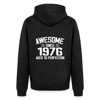 Jahrgang 1976 Geschenk zum 48. Jahrestag 1976 - Unisex Premium Bio Zip Hoodie - Schwarz - Hinten - Nico (187cm)