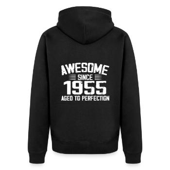 Vintage 1955 Cadeau 69e Anniversaire 1955 - Veste à capuche bio Premium Unisexe - noir - Dos - Nico (187cm)