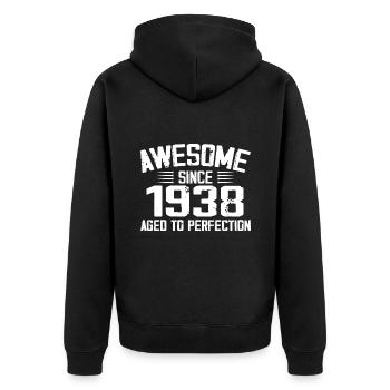 Vintage 1938 86th Birthday Gift 1938 - Unisex Premium Organic Zip Hoodie - black - Back - Nico (187cm)