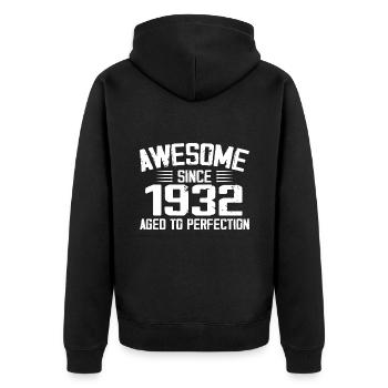 Vintage 1932 Cadeau 92e Anniversaire 1932 - Veste à capuche bio Premium Unisexe - noir - Dos - Nico (187cm)