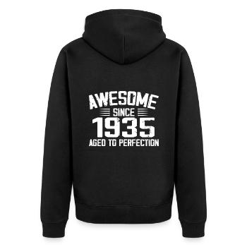 Vintage 1935 89th Birthday Gift 1935 - Unisex Premium Organic Zip Hoodie - black - Back - Nico (187cm)