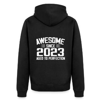 Vintage 2023 Cadeau 1e Anniversaire 2023 - Veste à capuche bio Premium Unisexe - noir - Dos - Nico (187cm)