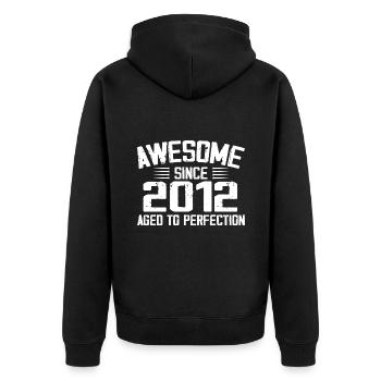 Vintage 2012 12th Anniversary Gift 2012 - Unisex Premium Organic Zip Hoodie - black - Back - Nico (187cm)