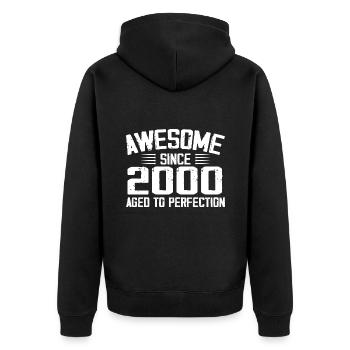 Vintage 2000 24th Anniversary Gift 2000 - Unisex Premium Organic Zip Hoodie - black - Back - Nico (187cm)