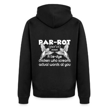 Parrot Definition - Unisex Premium Organic Zip Hoodie - black - Back - Nico (187cm)