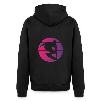 Surfer Retro Surfing Sunset - Unisex Premium Organic Zip Hoodie - black - Back - Nico (187cm)