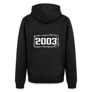 Vintage Made In 2003 - 21 Year Anniversary - Unisex Premium Organic Zip Hoodie - black - Back - Nico (187cm)