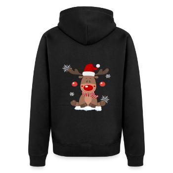 Reindeer Christmas Xmas Christmas - Unisex Premium Organic Zip Hoodie - black - Back - Nico (187cm)