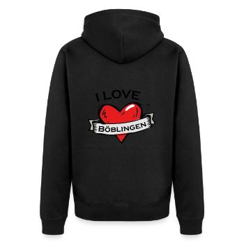 Böblingen - Ich liebe Stadtnamen in Tattoo Stil - Unisex Premium Bio Zip Hoodie - Schwarz - Hinten - Nico (187cm)