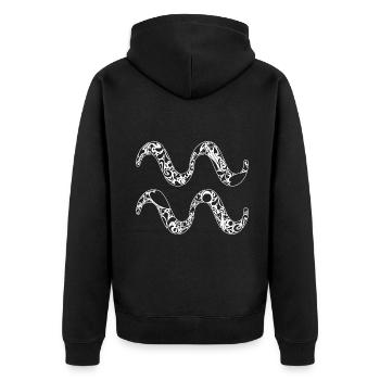 Aquarius Zodiac Funny Horoscope - Unisex Premium Organic Zip Hoodie - black - Back - Nico (187cm)