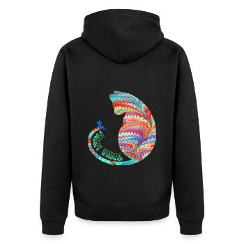 katze mit fee e 72 - Unisex Premium Bio Zip Hoodie - Schwarz - Hinten - Nico (187cm)