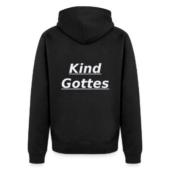 Kind Gottes - Unisex Premium Bio Zip Hoodie - Schwarz - Hinten - Nico (187cm)