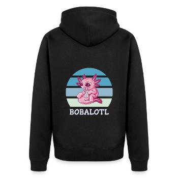 Boba Bubble Tea Axolotl Bobalotl - Veste à capuche bio Premium Unisexe - noir - Dos - Nico (187cm)
