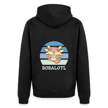 Boba Bubble Tea Axolotl Bobalotl - Veste à capuche bio Premium Unisexe - noir - Dos - Nico (187cm)