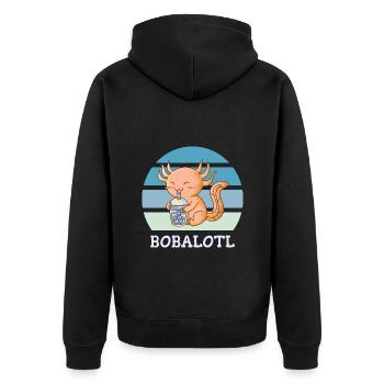 Boba Bubble Tea Axolotl Bobalotl - Veste à capuche bio Premium Unisexe - noir - Dos - Nico (187cm)