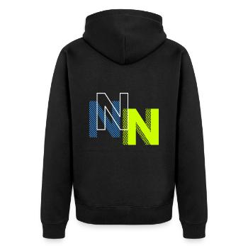 N Buchstabe - Unisex Premium Bio Zip Hoodie - Schwarz - Hinten - Nico (187cm)
