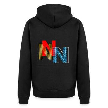 Buchstabe N - Unisex Premium Bio Zip Hoodie - Schwarz - Hinten - Nico (187cm)