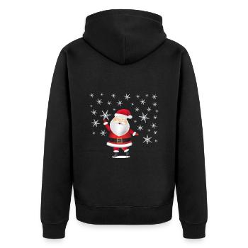 Weihnachtsmann Weihnachten - Unisex Premium Bio Zip Hoodie - Schwarz - Hinten - Nico (187cm)