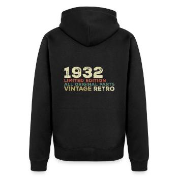 1932 Born Vintage 1932 Retro Birthday Gift - Unisex Premium Organic Zip Hoodie - black - Back - Nico (187cm)