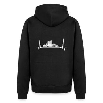 Ligne d’horizon de Francfort - Veste à capuche bio Premium Unisexe - noir - Dos - Nico (187cm)
