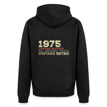 1975 Born Vintage 1975 Retro Geburtstagsgeschenk - Unisex Premium Bio Zip Hoodie - Schwarz - Hinten - Nico (187cm)