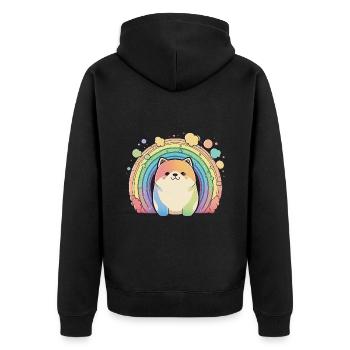 Akita Inu Hund Bunte Farben Regenbogen Kunst Anime - Unisex Premium Bio Zip Hoodie - Schwarz - Hinten - Nico (187cm)