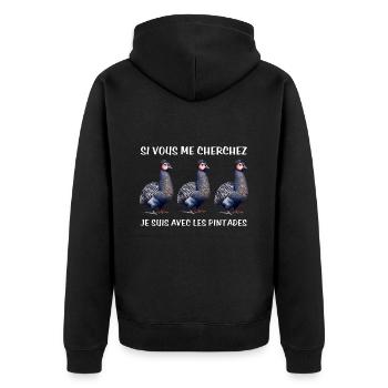 Cadeau agriculteur éleveur de pintades - Veste à capuche bio Premium Unisexe - noir - Dos - Nico (187cm)