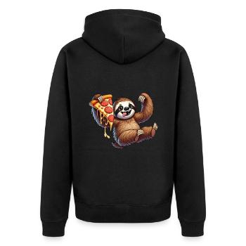 Happy Sloth Pizza Lover Fast Food Ital - Unisex Premium Organic Zip Hoodie - black - Back - Nico (187cm)