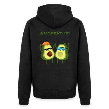 Avocabros - coole Avocado Brüder im Sommer Look - Unisex Premium Bio Zip Hoodie - Schwarz - Hinten - Nico (187cm)