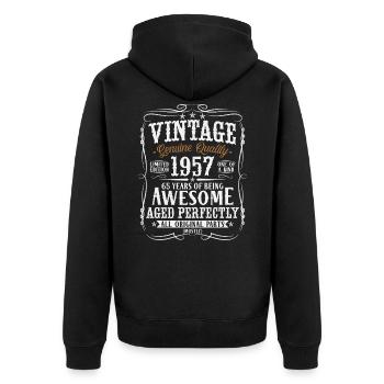 65 birthday vintage born in 1957 - Unisex Premium Organic Zip Hoodie - black - Back - Nico (187cm)